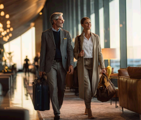 זוג בטרקלין צועדים